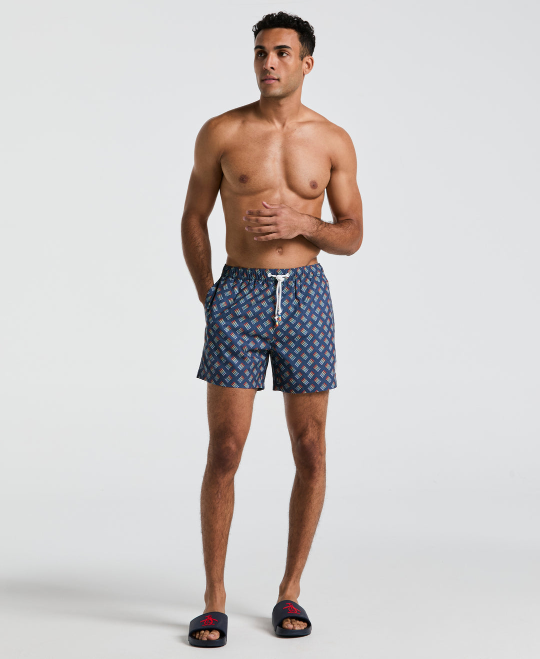 5" All-Over Tossed Stripe Pride Swim Short (Sargasso Sea)