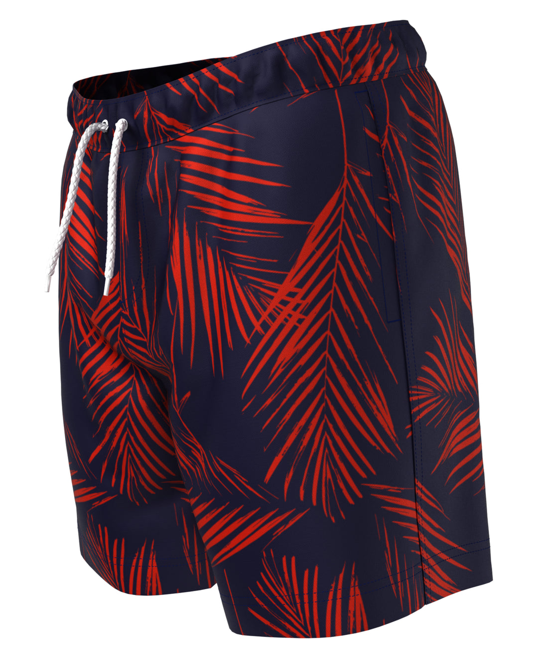 Leaf Print Swim Short (High Risk Red)