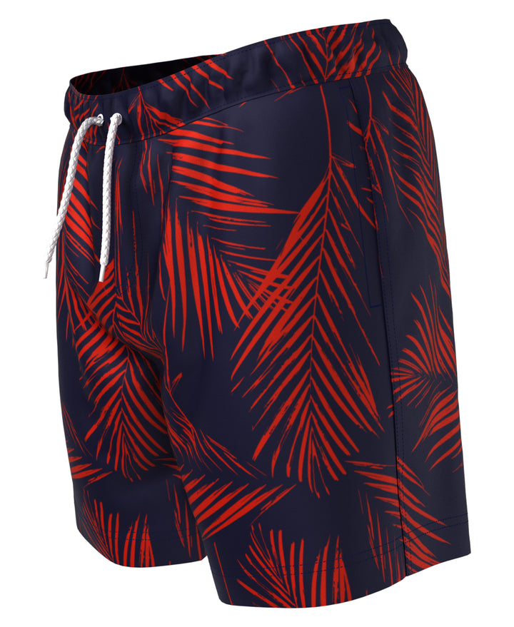 Leaf Print Swim Short (High Risk Red)
