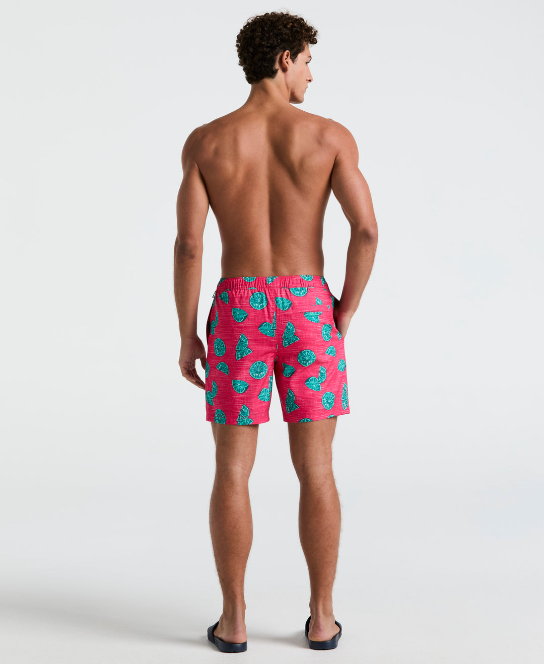 7" Volley All-Over Limes Swim Short (Raspberry)