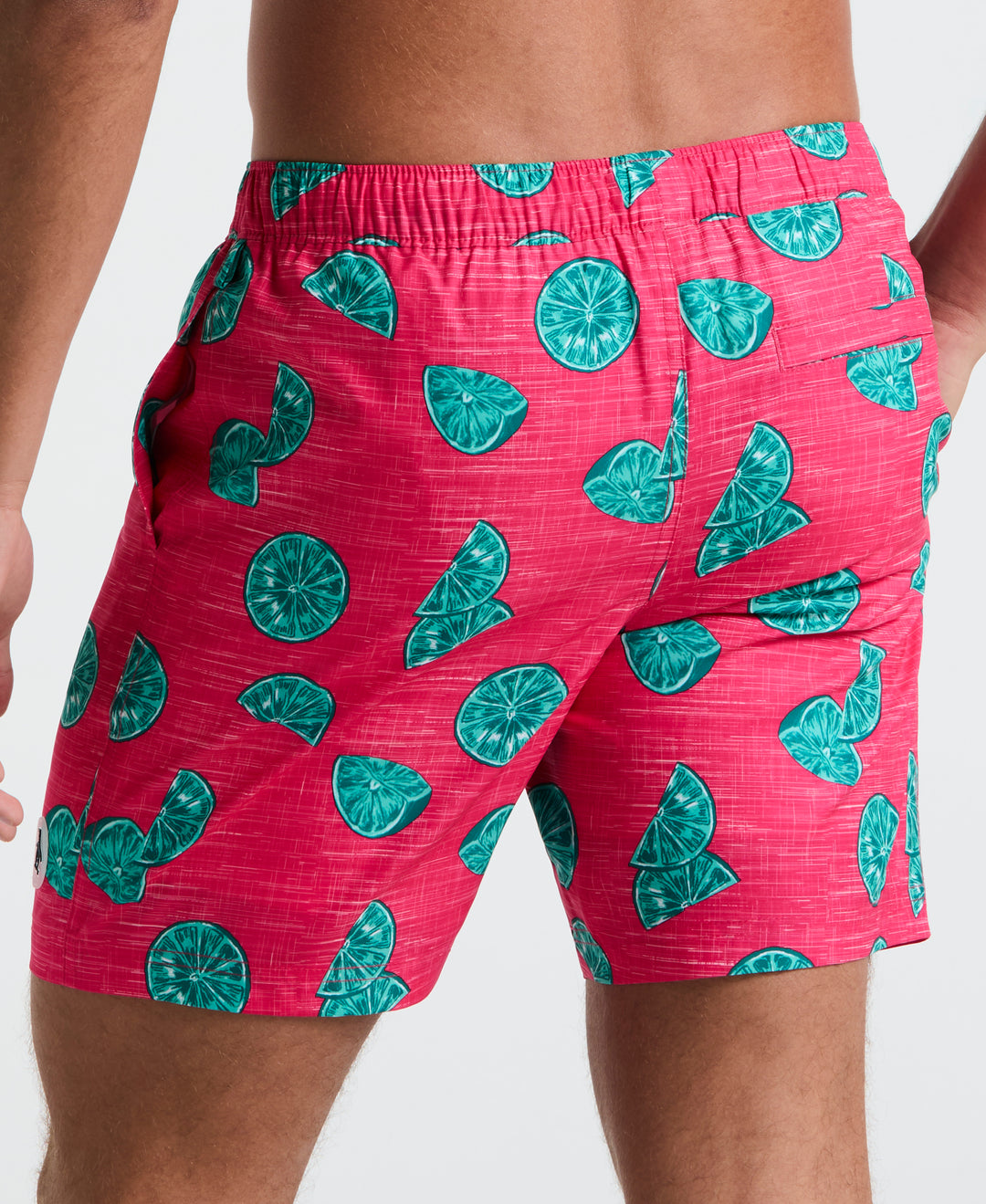 7" Volley All-Over Limes Swim Short (Raspberry)