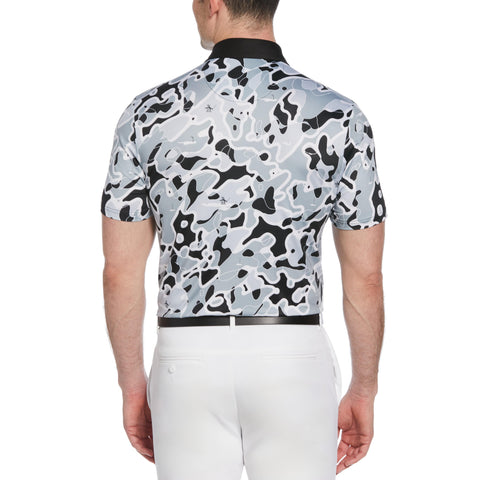 Bunker Print Short Sleeve Golf Polo Shirt (Caviar) 