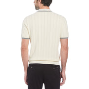 Cashmere-Like Cotton Tipped Short Sleeve Polo Sweater (Birch) 