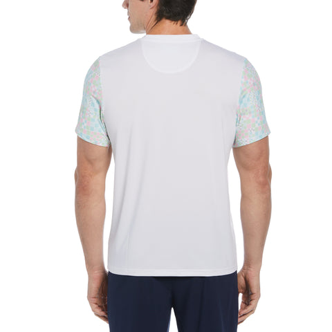Checkerboard Block Performance Short Sleeve Tennis T-Shirt (Bright White) 