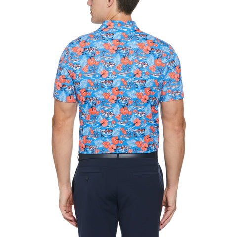 Chi Chi Allover Floral Print Polo (French Blue) 