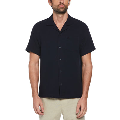 Cotton Gauze Camp Collar Shirt (Dark Sapphire) 