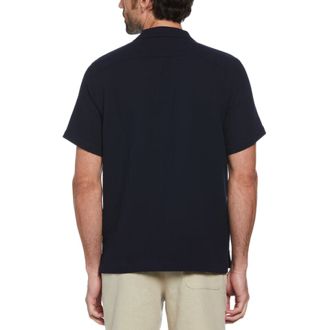 Cotton Gauze Camp Collar Shirt (Dark Sapphire) 