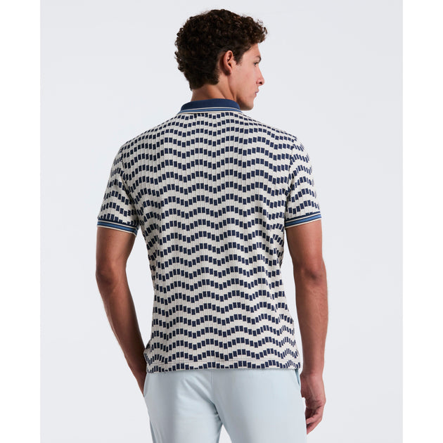 Cotton Jacquard Textured Zigzag Polo | Original Penguin US