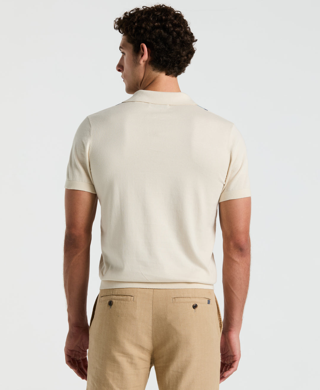 Cotton Vertical Stripe Sweater Polo (Birch)