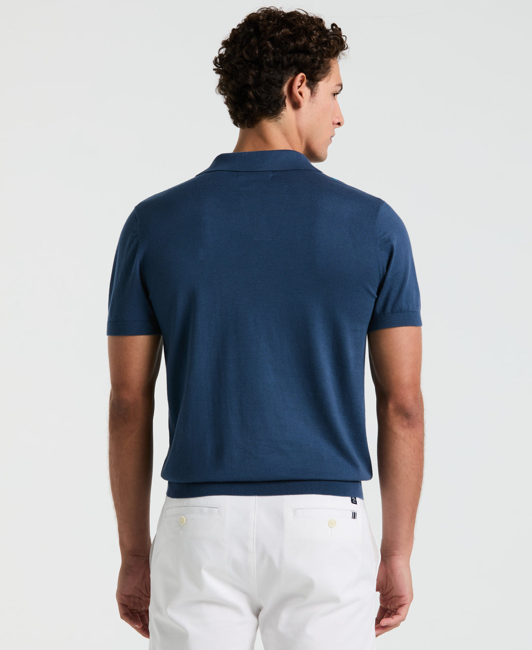 Cotton Vertical Stripe Sweater Polo (Sargasso Sea)