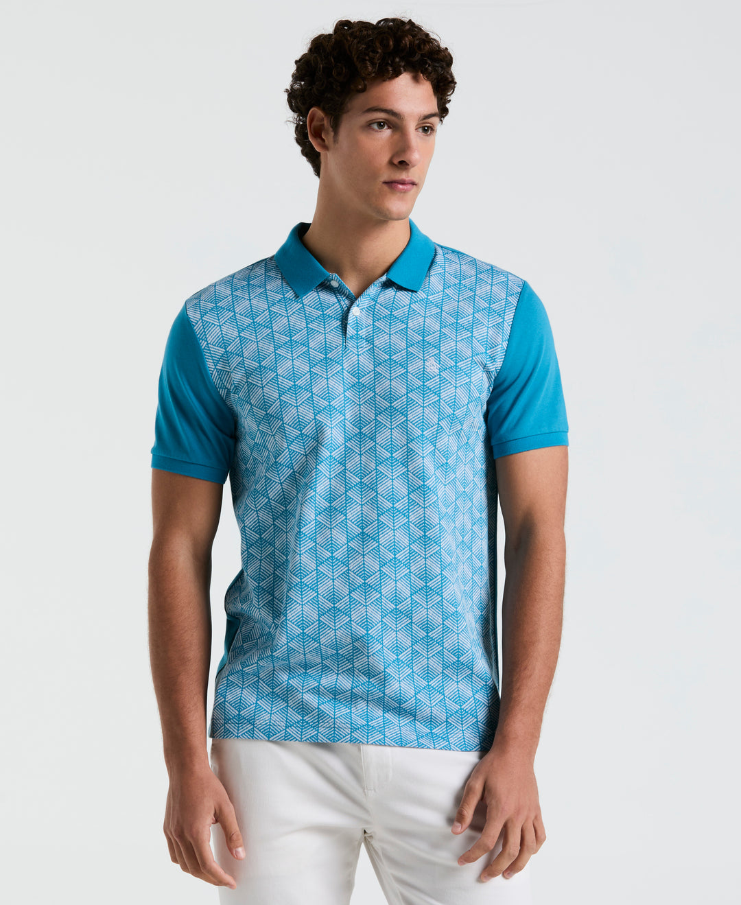 Diamond Jacquard Front Polo (Mosaic Blue)