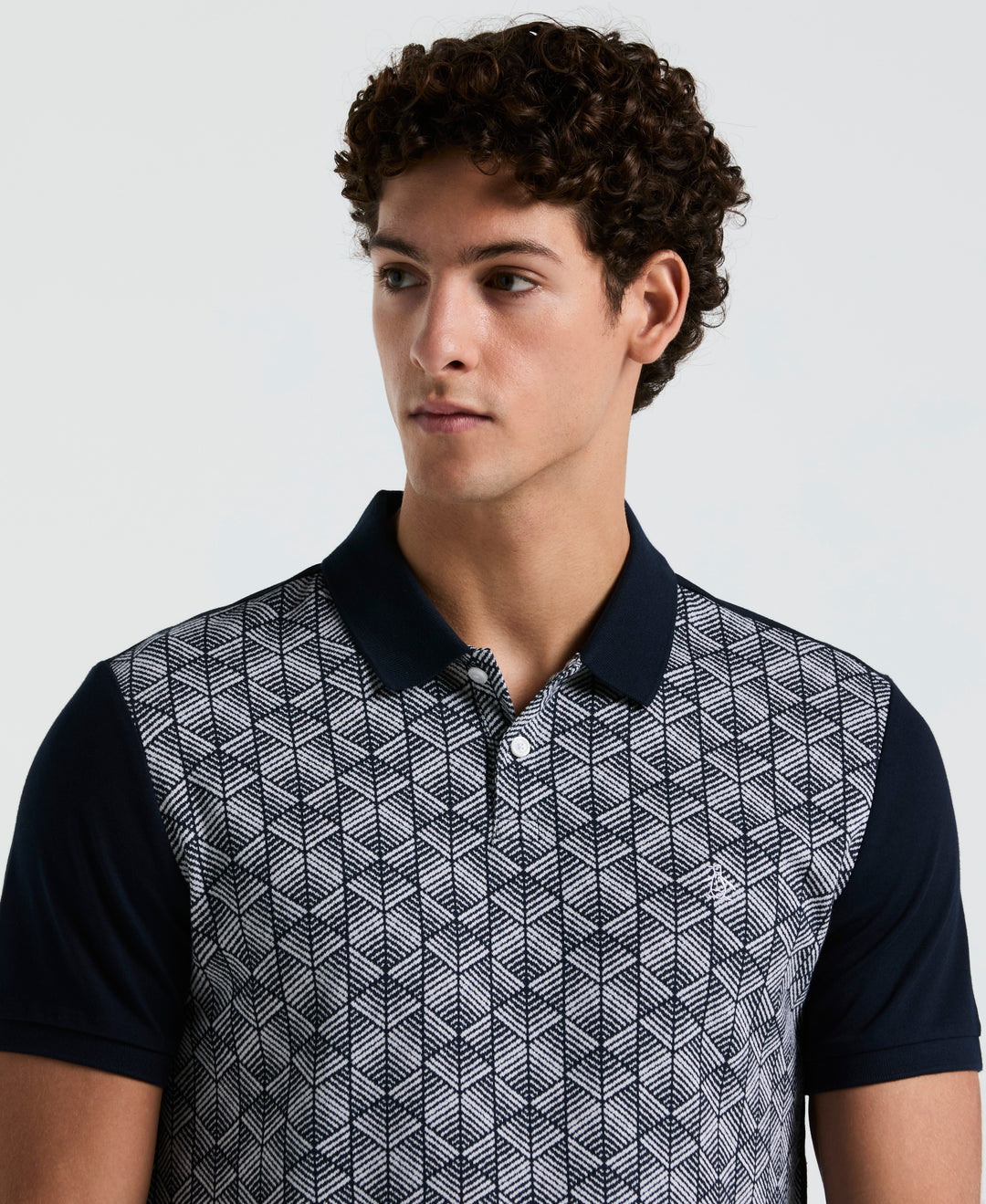 Diamond Jacquard Front Polo (Dark Sapphire)