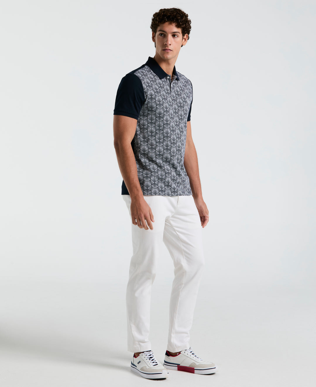 Diamond Jacquard Front Polo (Dark Sapphire)
