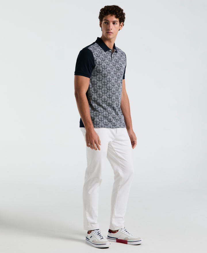 Diamond Jacquard Front Polo (Dark Sapphire)