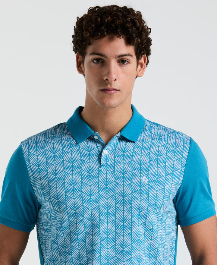 Diamond Jacquard Front Polo (Mosaic Blue)