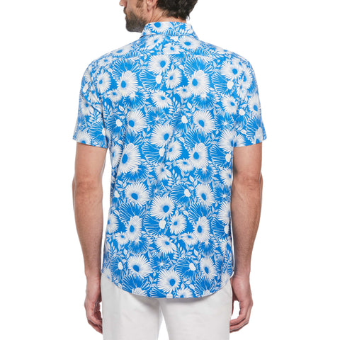 EcoVero Floral Print Short Sleeve Button-Down Shirt (Skydiver) 