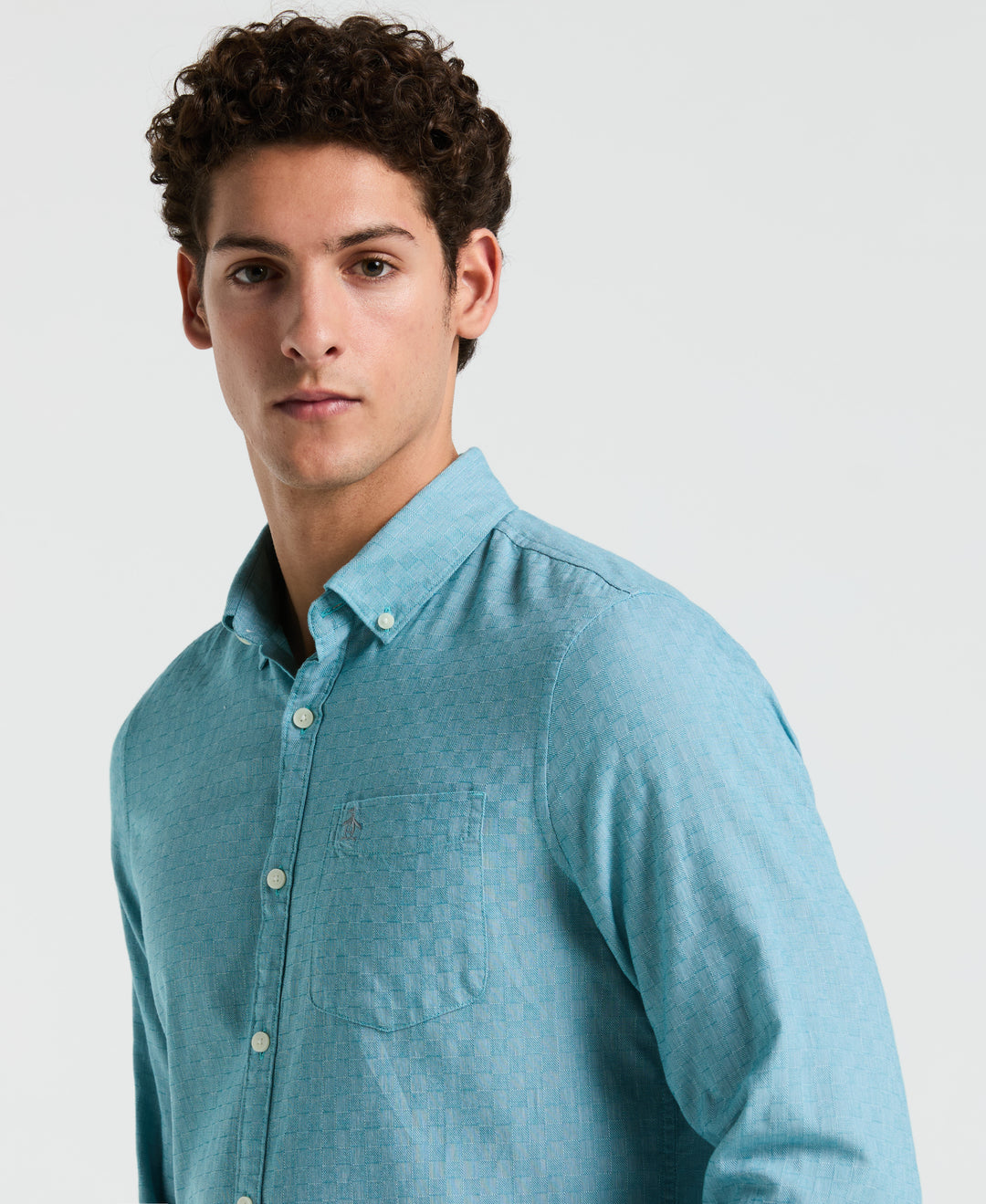 Long Sleeve EcoVero Tonal Check Shirt (Exotic Plume)