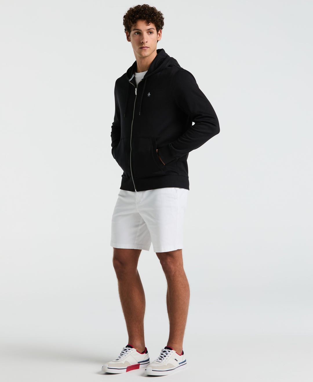 Full Zip Fleece Embroidered Pete Hoodie (True Black)