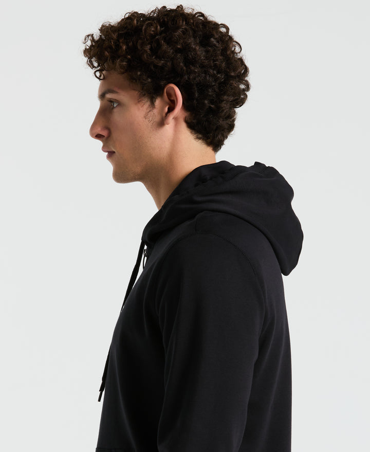 Full Zip Fleece Embroidered Pete Hoodie (True Black)