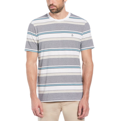 Embroidered Striped T-Shirt (Bright White) 