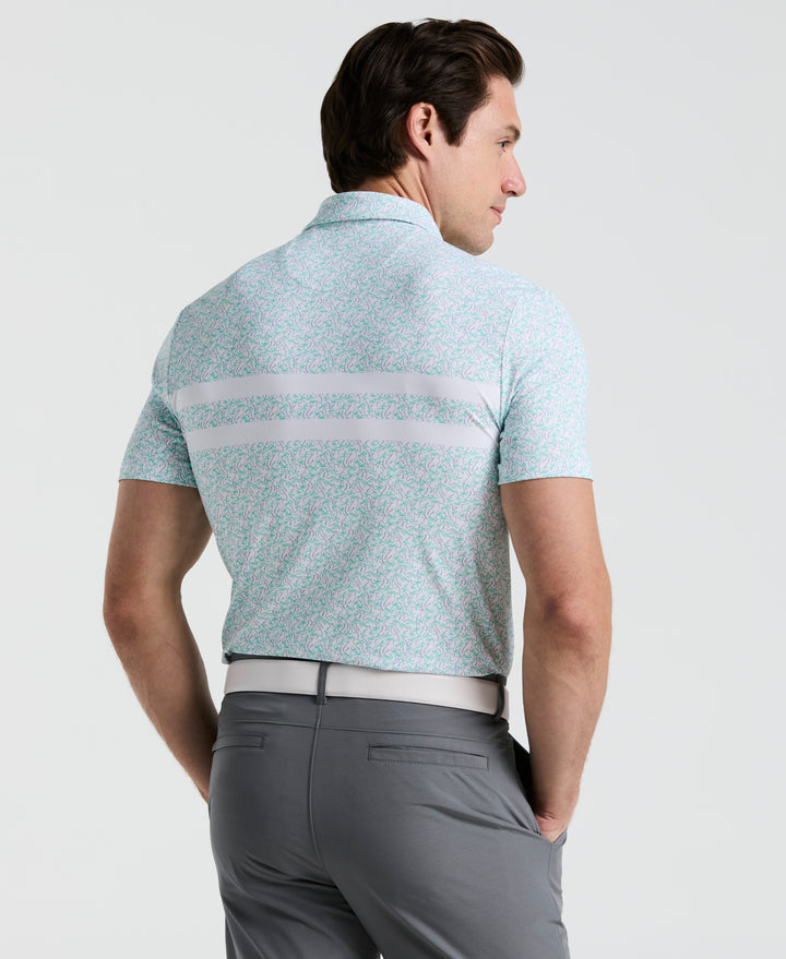 Stripe Print Golf Polo (Bright White)