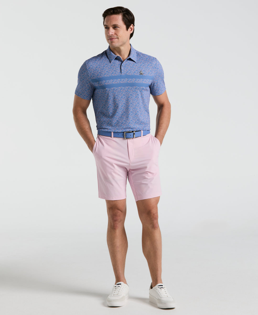 Stripe Print Golf Polo (Quiet Harbor)