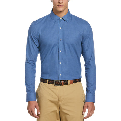 Harrington Chambray Dress Shirt  (Blue) 