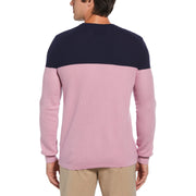 Color Block Long Sleeve Golf Sweater (Gelato Pink) 