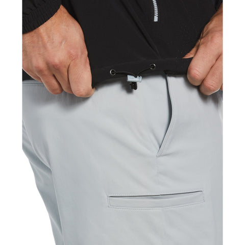 Lightweight 1/4 Zip Long Sleeve Golf Windbreaker With Striped Collar (Caviar) 