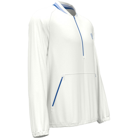 Lightweight 1/4 Zip Long Sleeve Golf Windbreaker With Striped Collar (Bright White) 