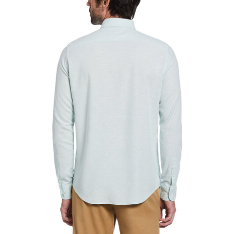 Solid Linen-Cotton Blend Shirt (Surf Spray) 
