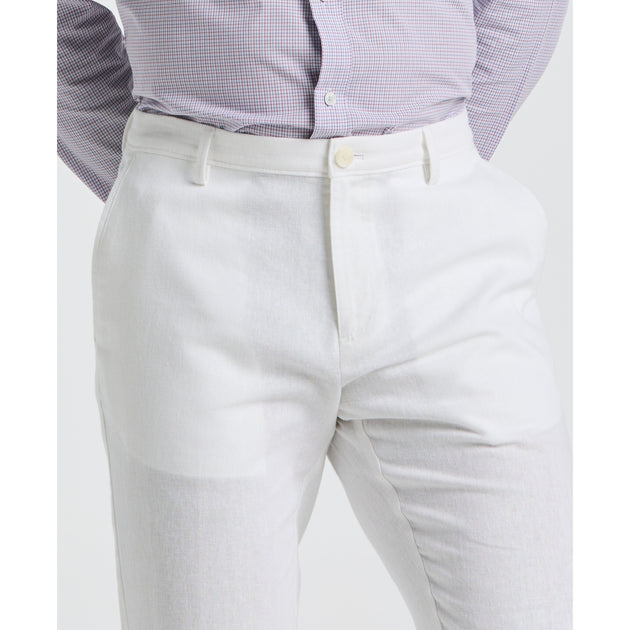 パンツ o Biani Linen Blend Chinos With Tailored Pleat Chinos in pure linen - Creamy White | Benetton