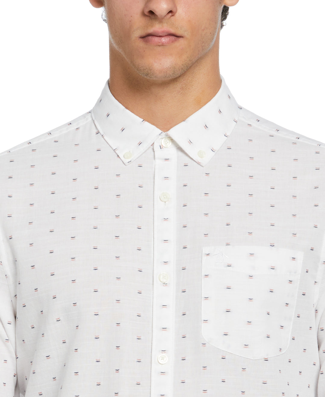 Long Sleeve Chambray Dobby Shirt  (Bright White)