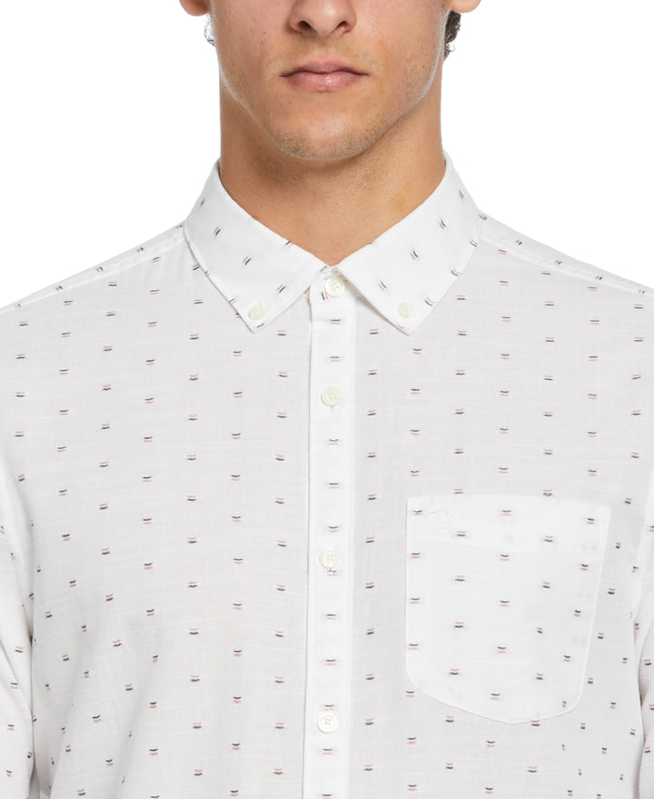 Long Sleeve Chambray Dobby Shirt  (Bright White)