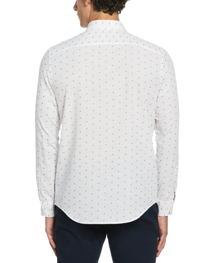 Long Sleeve Chambray Dobby Shirt  (Bright White)