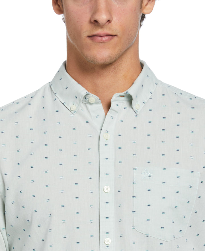 Long Sleeve Chambray Clipped Dobby Shirt  (Blue Haze)
