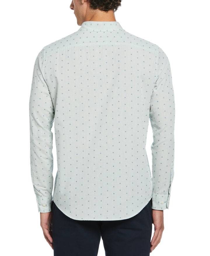 Long Sleeve Chambray Clipped Dobby Shirt  (Blue Haze)