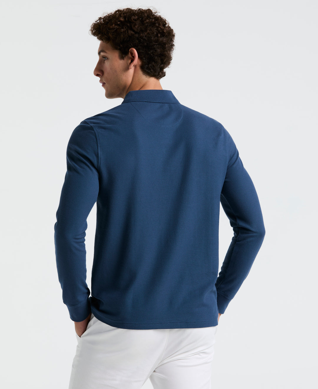 Long Sleeve Pique Polo (Sargasso Sea)
