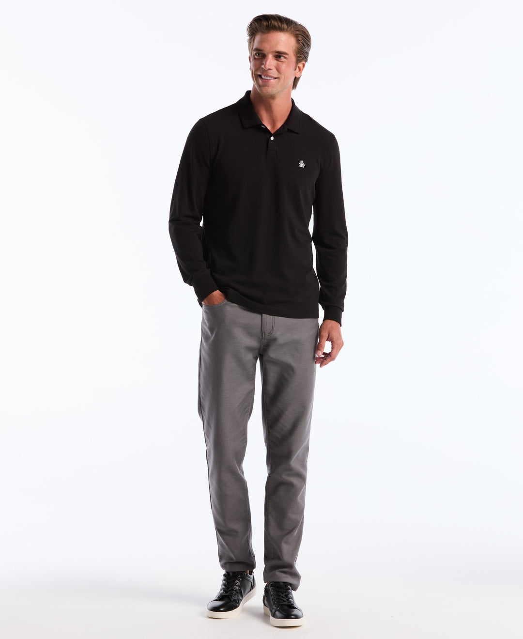 Cotton Pique Tennis Polo (True Black)