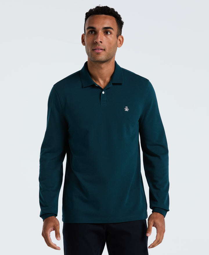 Long Sleeve Pique Polo (Reflecting Pond)