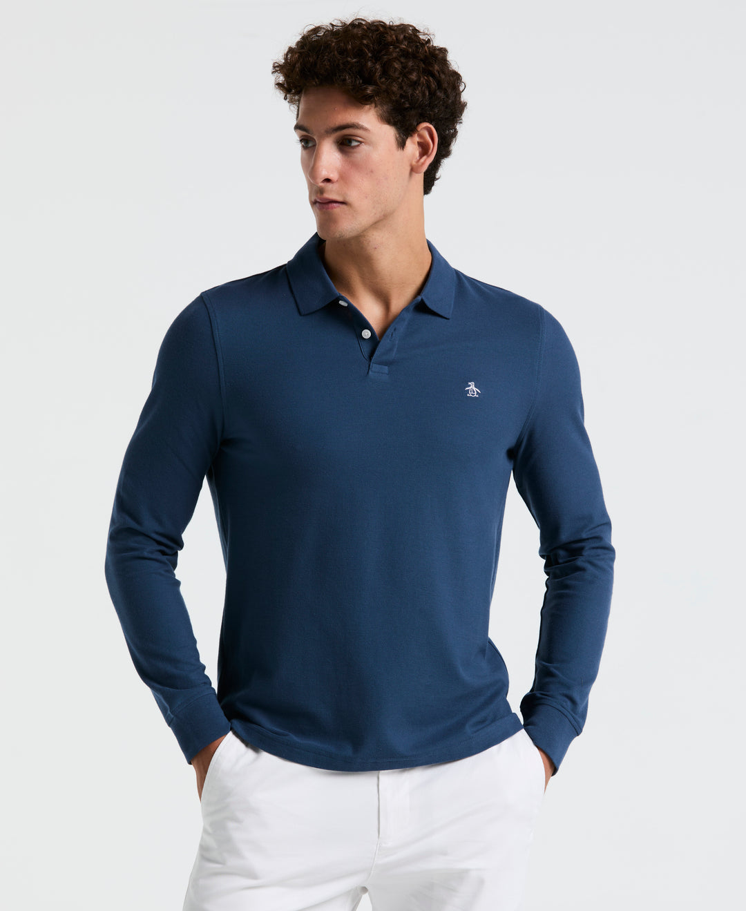 Long Sleeve Pique Polo (Sargasso Sea)