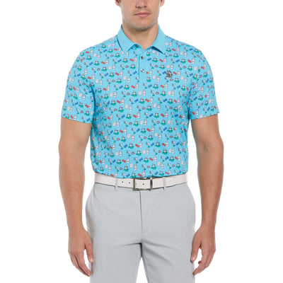 Martini Print Golf Polo Shirt (Blue Atoll) 