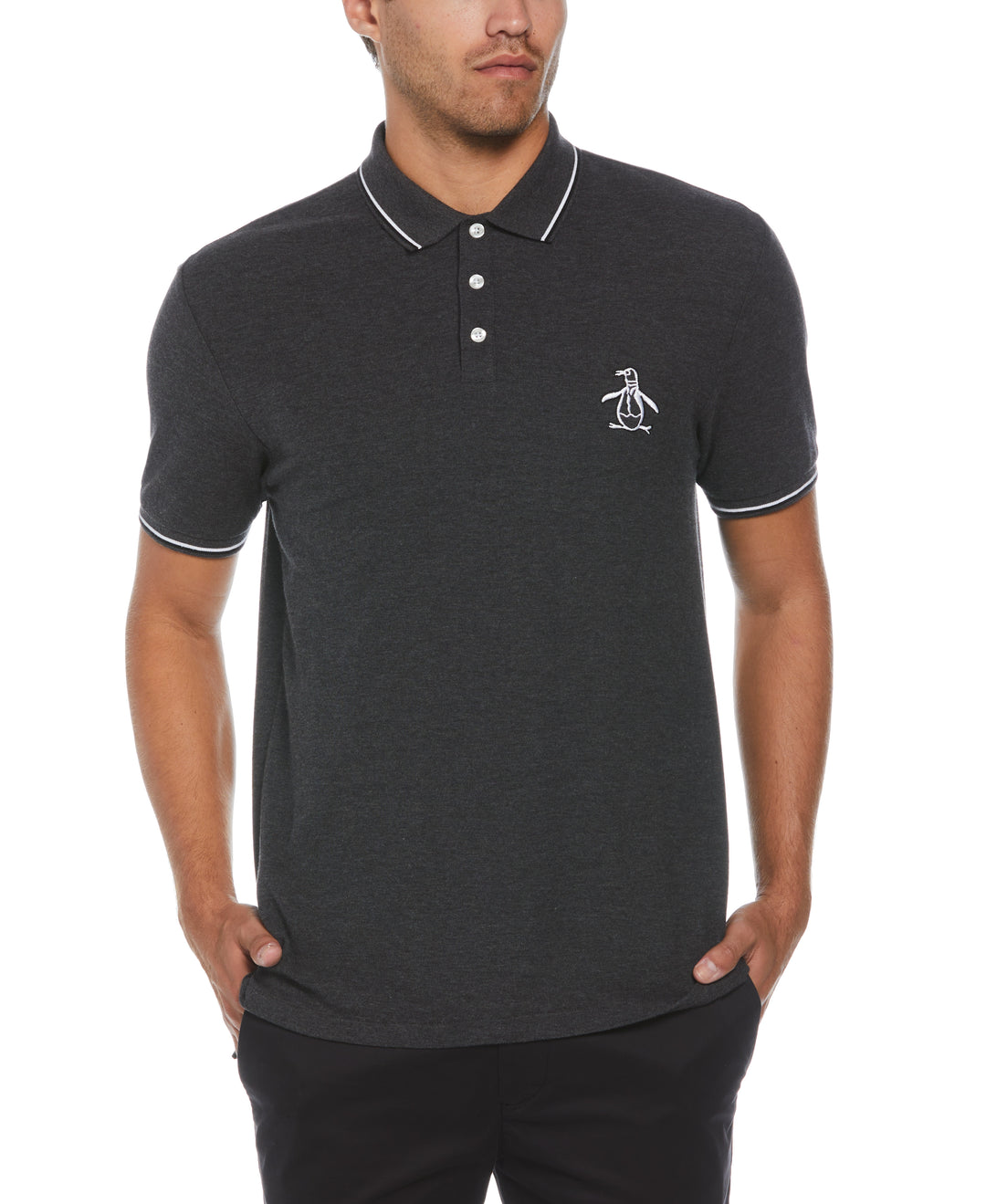 Mega Pete Pique Polo (Dk Charcoal Heather)