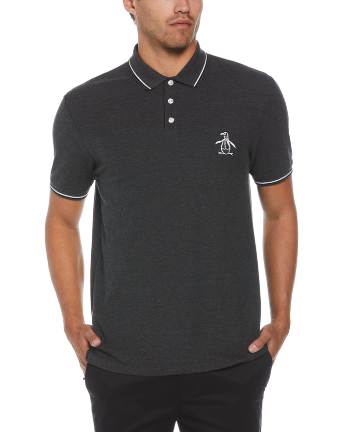Mega Pete Pique Polo (Dk Charcoal Heather)
