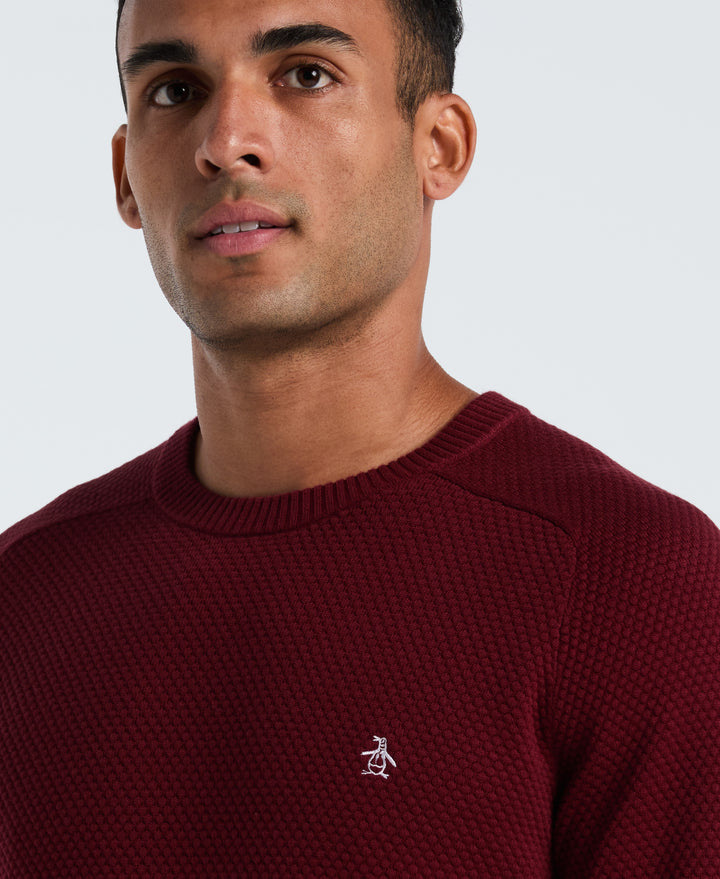 Cotton Bubble Stitch Sweater (Cabernet)