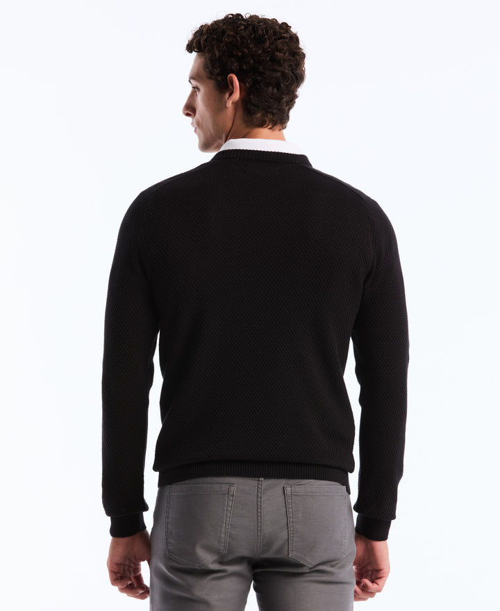 Cotton Bubble Stitch Sweater (True Black)