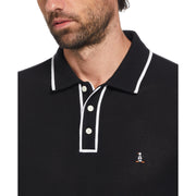 Organic Cotton Bentley Mesh Short Sleeve Polo Shirt (True Black) 