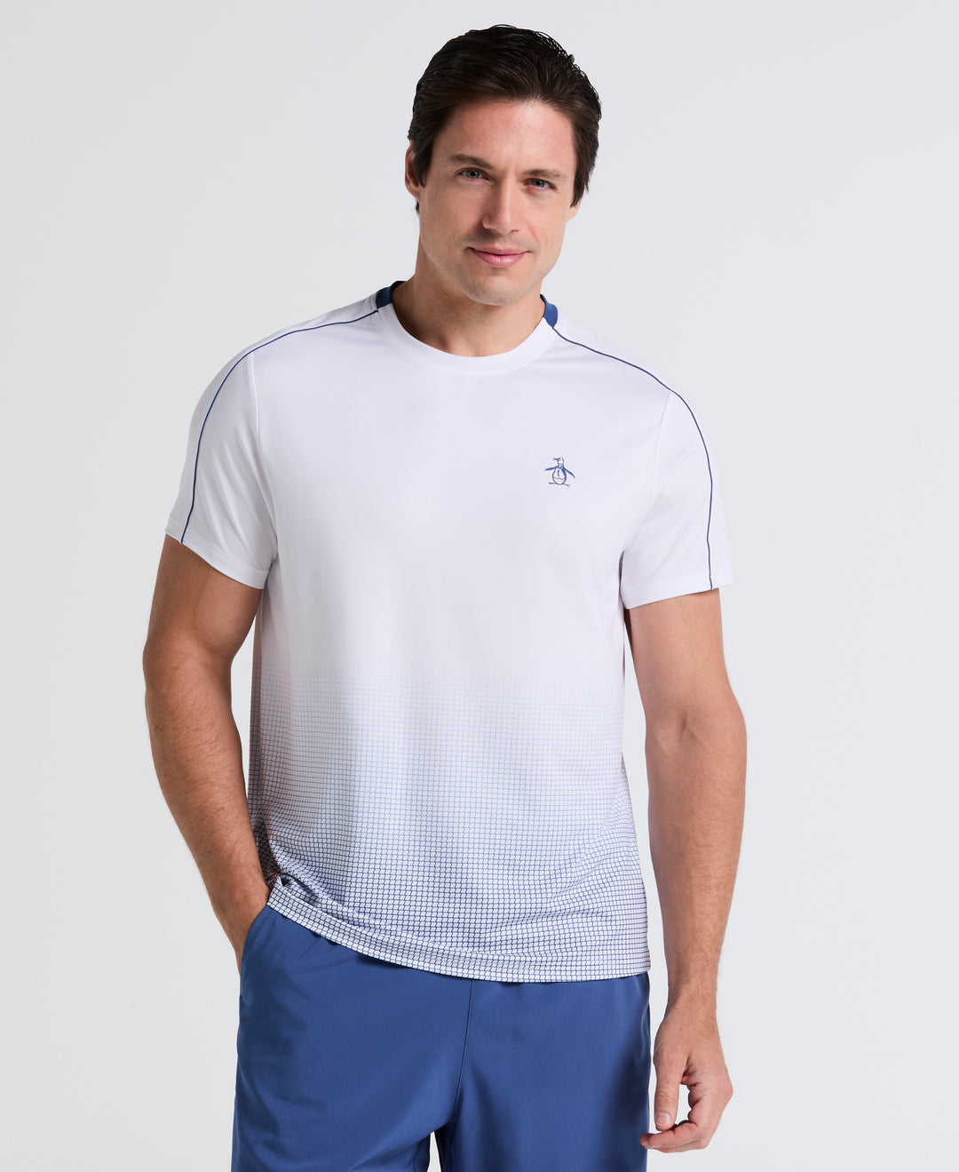 Performance Ombre Block Tennis Tee (Bright White)