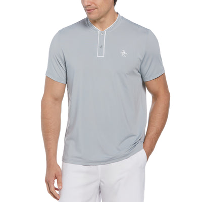 Piped Blade Collar Performance Short Sleeve Tennis Polo Shirt (Quarry) 