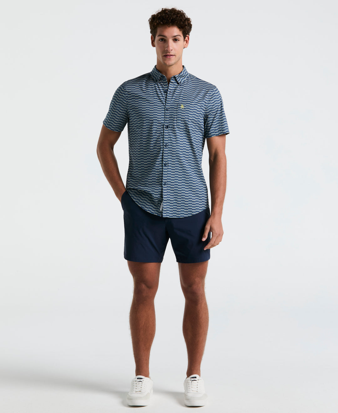 Poplin Line Geo Shirt (Sargasso Sea)